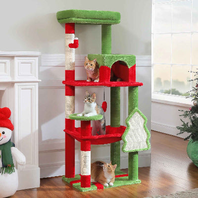 arbre chat rouge noel