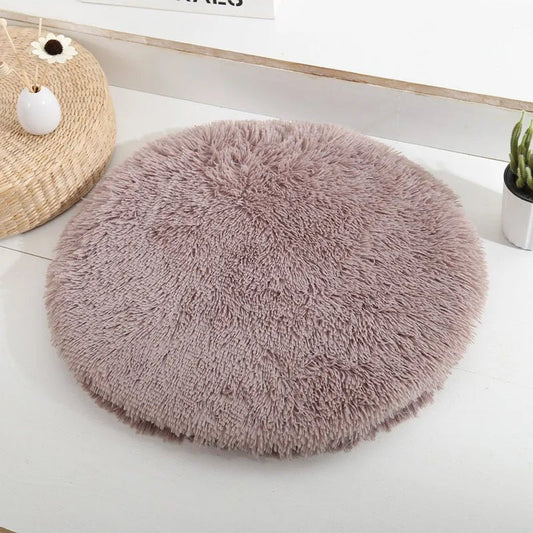 coussin chat peluche rond