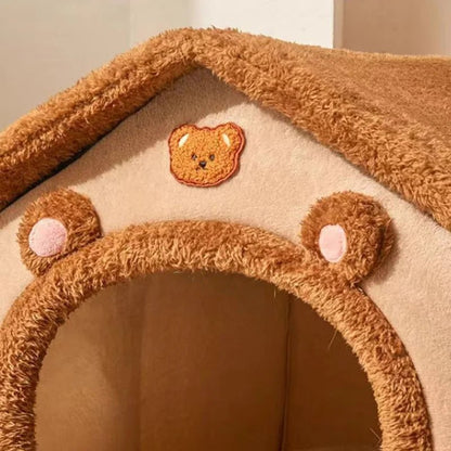 maison chat beige ourson