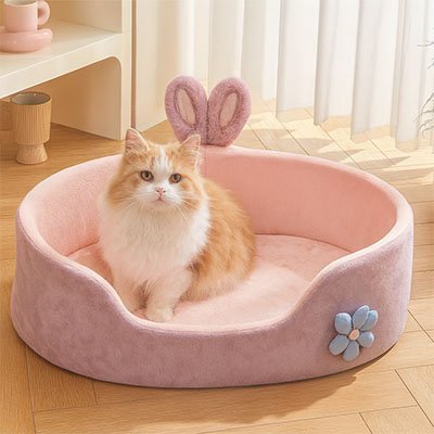 Panier chat rose assis