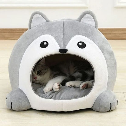 panier pour chat dort paisiblement